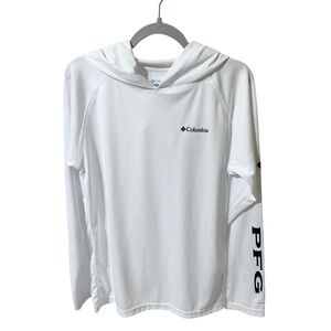 Columbia PFG Long Sleeve Hooded White Top
Black Logo Omni-Shade Unisex M 10/12